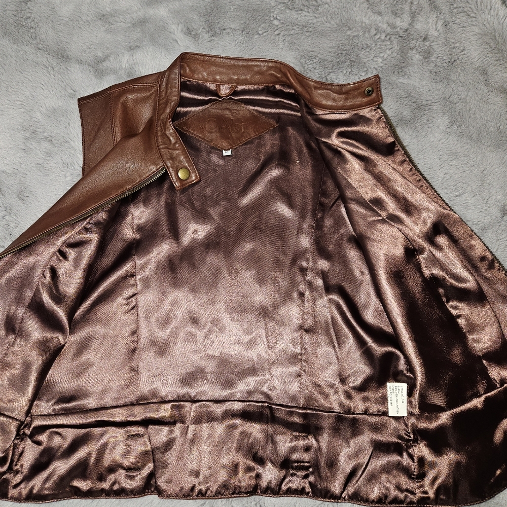 Cabi Leather Vest Women's Size Medium Brown Sleeveless Jacket Full Zip - Picture 9 of 11